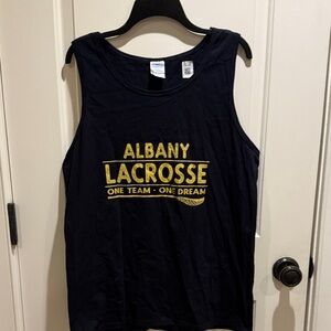 Albany Lacrosse Black Tank Top with Gold Print- NWT